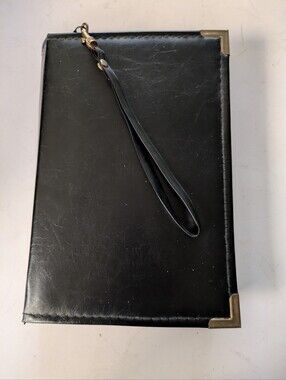 Weekly Planner Men's Black Leather Zippered Closure with Carry Strap 9.5 x 6.5